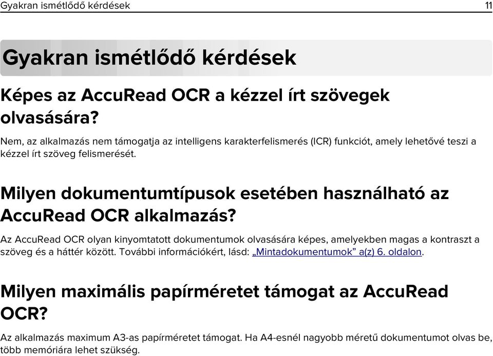 Milyen dokumentumtípusok esetében használható az AccuRead OCR alkalmazás?