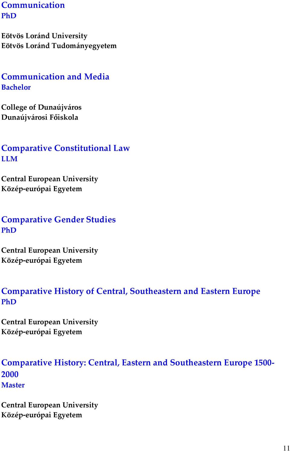 Gender Studies Comparative History of Central, Southeastern and