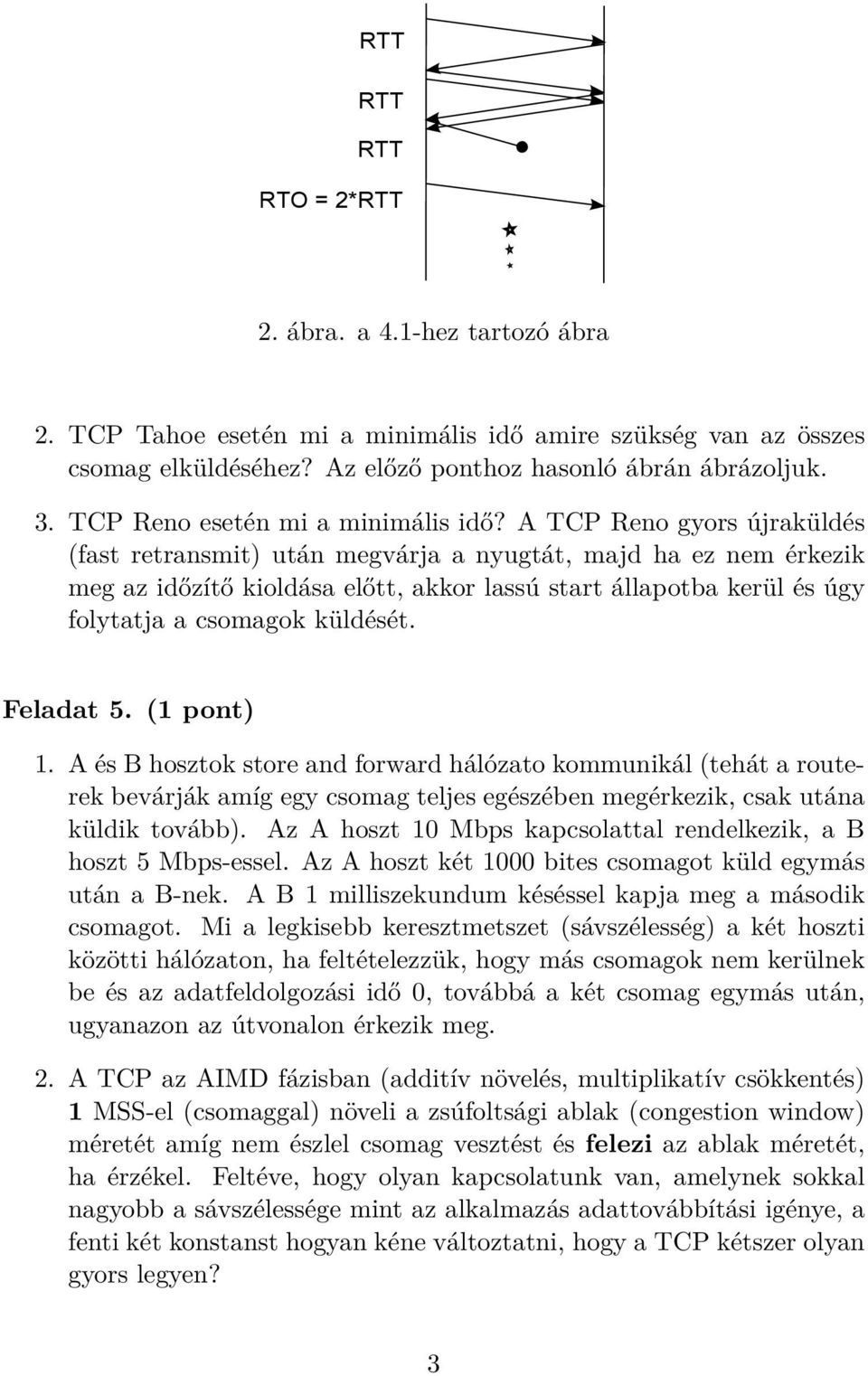 A TCP Reno gyors újraküldés (fast retransmit) után megvárja a nyugtát, majd ha ez nem érkezik meg az időzítő kioldása előtt, akkor lassú start állapotba kerül és úgy folytatja a csomagok küldését.