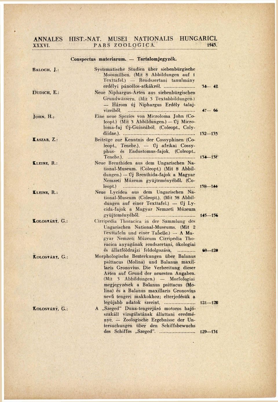 : Neue Niphargus-Arten aus siebenbürgischen ohn, H.; Grundwassern. (Mit 3 Textabbildungen.) H á r o m ú j Niphargus E r d é l y talaj vizeiből Eine neue Spezies von Microloma John (Co leopt.