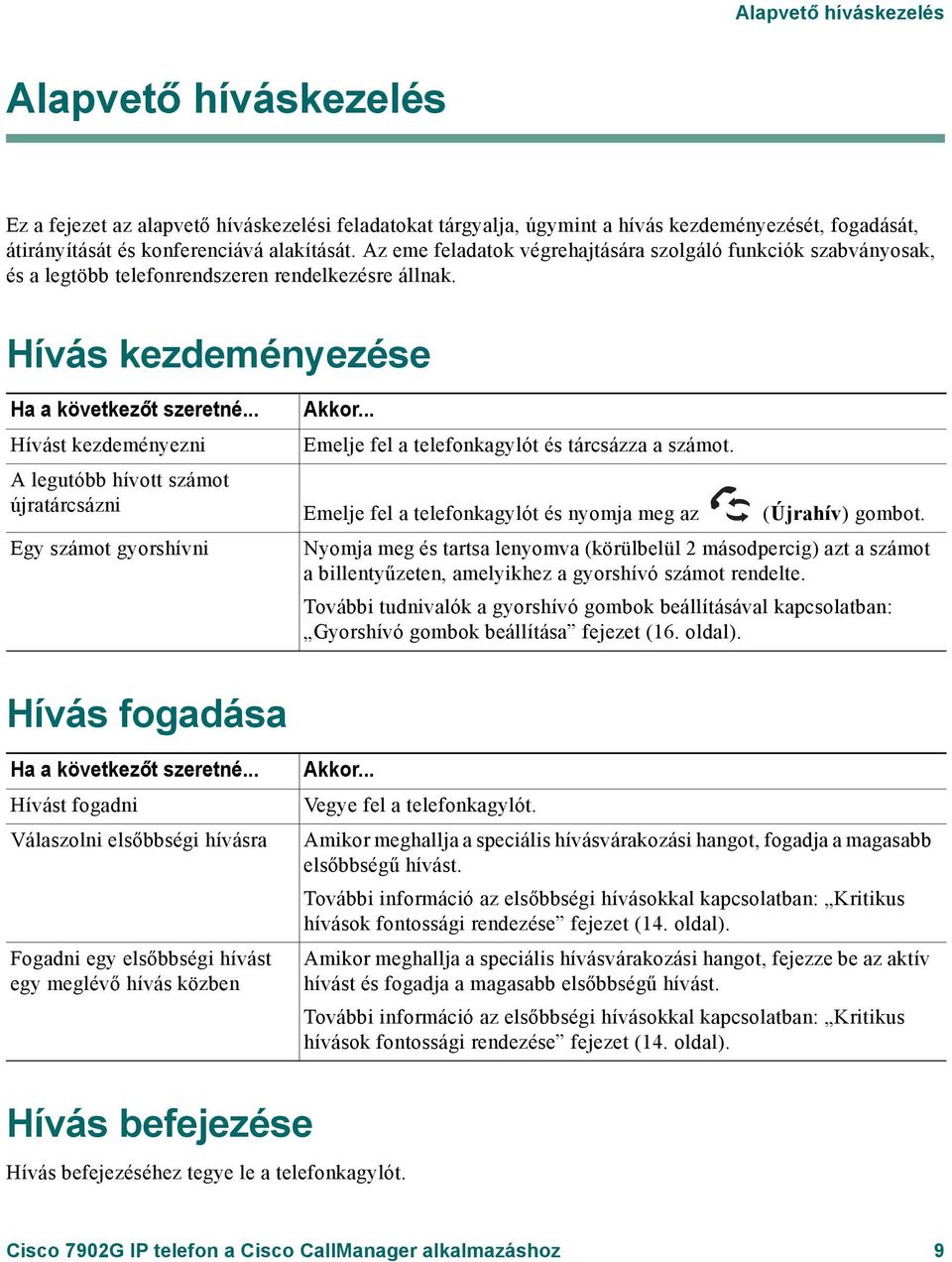 .. Hívást kezdeményezni A legutóbb hívott számot újratárcsázni Egy számot gyorshívni Akkor... Emelje fel a telefonkagylót és tárcsázza a számot.