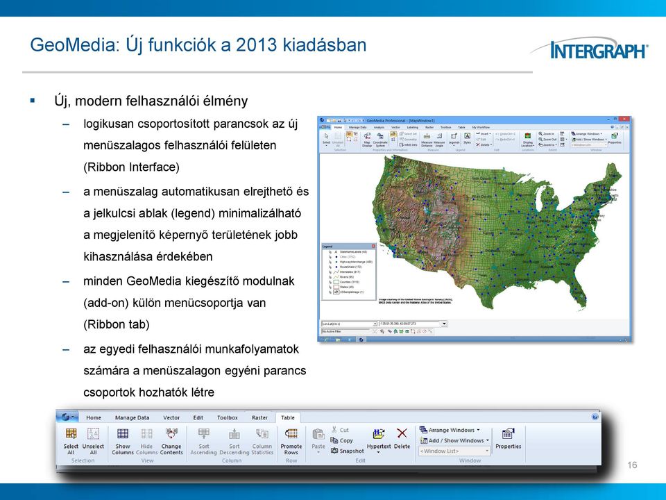 minimalizálható a megjelenítő képernyő területének jobb kihasználása érdekében minden GeoMedia kiegészítő modulnak (add-on)