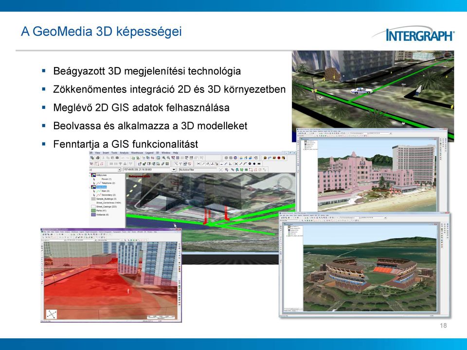 környezetben Meglévő 2D GIS adatok felhasználása
