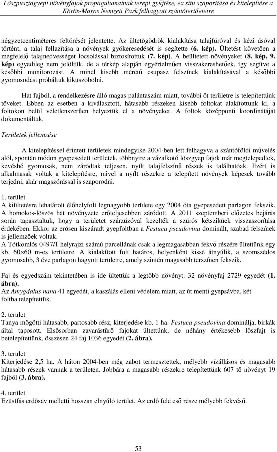 Ültetést követően a megfelelő talajnedvességet locsolással biztosítottuk (7. kép). A beültetett növényeket (8. kép, 9.
