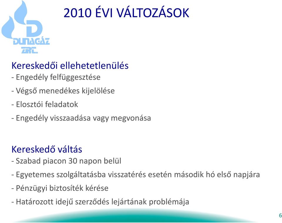 váltás -Szabad piacon 30 napon belül - Egyetemes szolgáltatásba visszatérés esetén