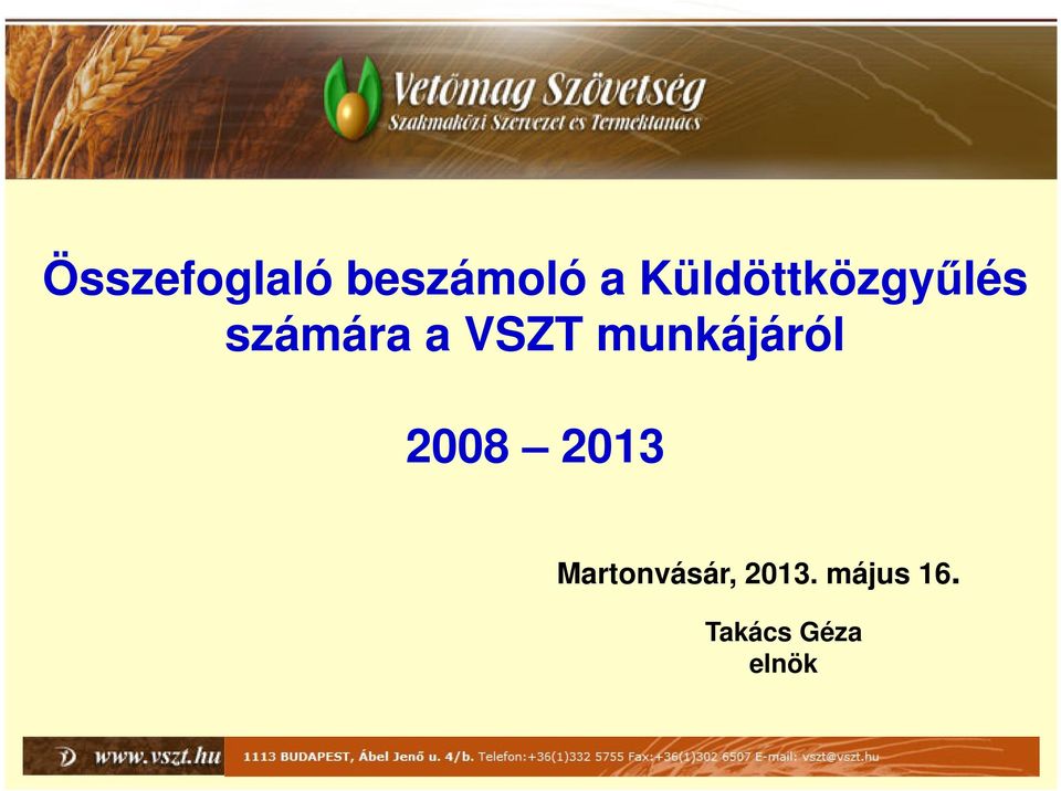 VSZT munkájáról 2008 2013