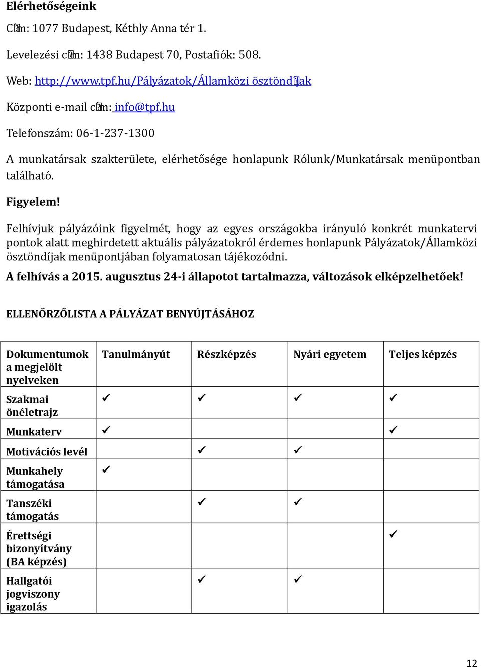 hu Telefonsza m: 06-1-237-1300 A munkata rsak szakteru lete, ele rheto se ge honlapunk Ro lunk/munkata rsak menu pontban tala lhato. Figyelem!