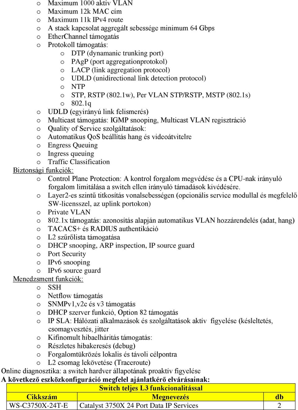 1q o UDLD (egyirányú link felismerés) o Multicast támogatás: IGMP snooping, Multicast VLAN regisztráció o Quality of Service szolgáltatások: o Automatikus QoS beállítás hang és videoátvitelre o