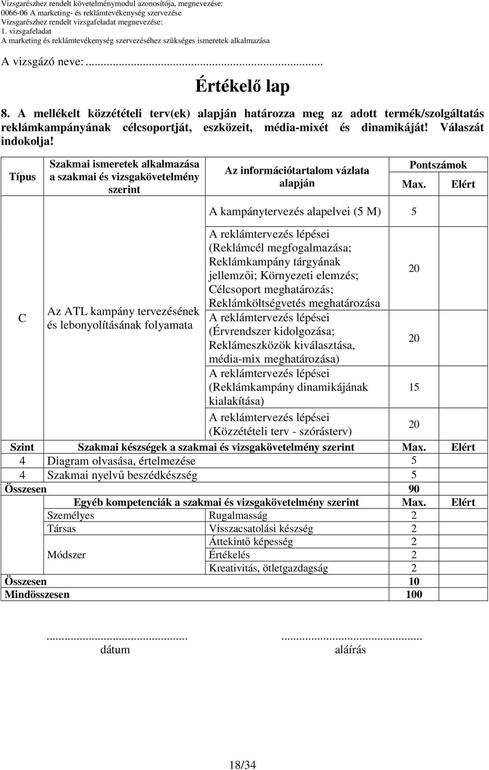 Elért C Az ATL kampány tervezésének és lebonyolításának folyamata A kampánytervezés alapelvei (5 M) 5 A reklámtervezés lépései (Reklámcél megfogalmazása; Reklámkampány tárgyának jellemzıi; Környezeti