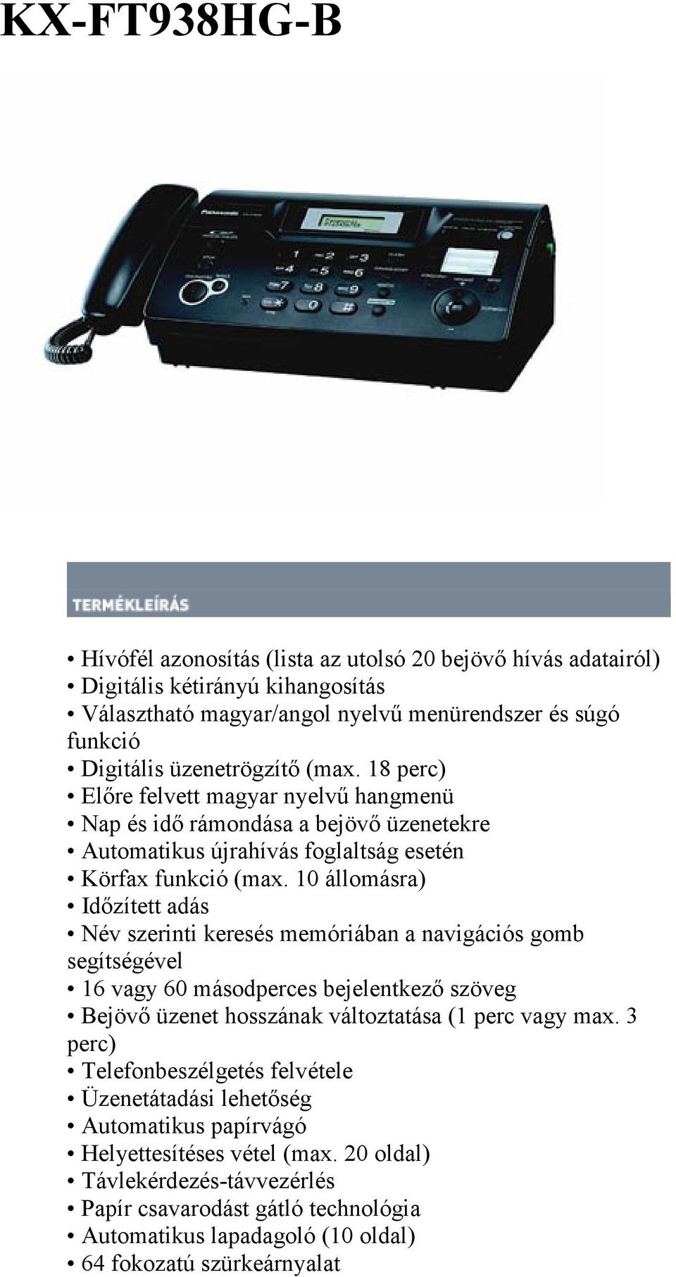 Panasonic faxok és multifunkciós készülékek - PDF Ingyenes letöltés