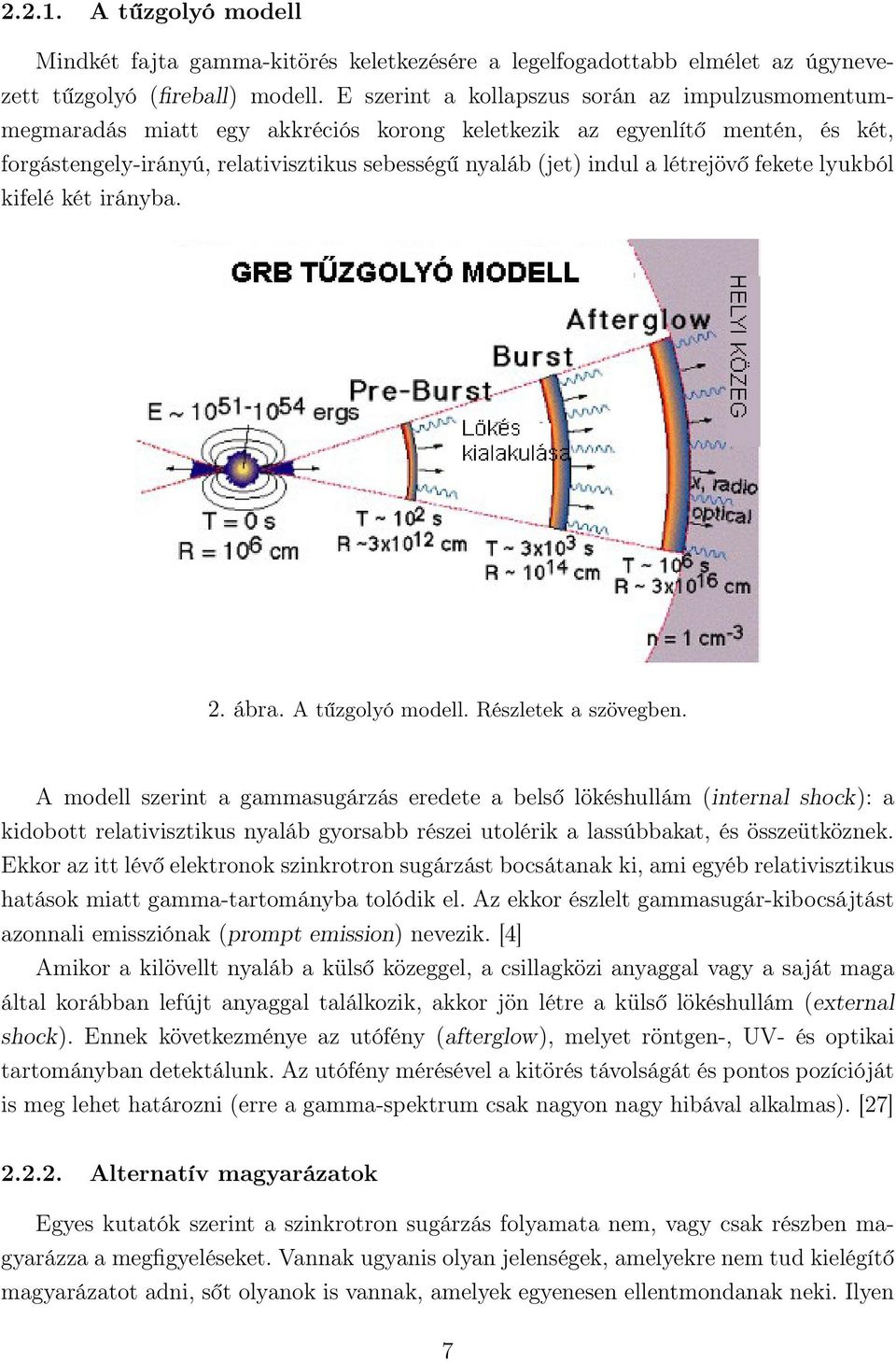 létrejövő fekete lyukból kifelé két irányba. 2. ábra. A tűzgolyó modell. Részletek a szövegben.