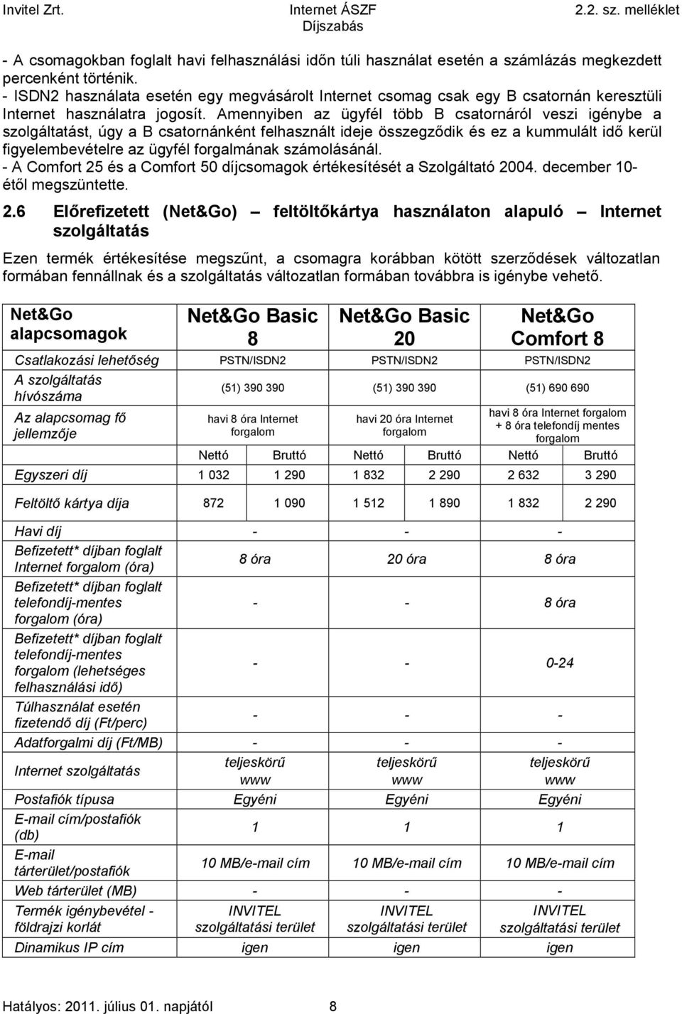 Amennyiben az ügyfél több B csatornáról veszi igénybe a szolgáltatást, úgy a B csatornánként felhasznált ideje összegződik és ez a kummulált idő kerül figyelembevételre az ügyfél forgalmának