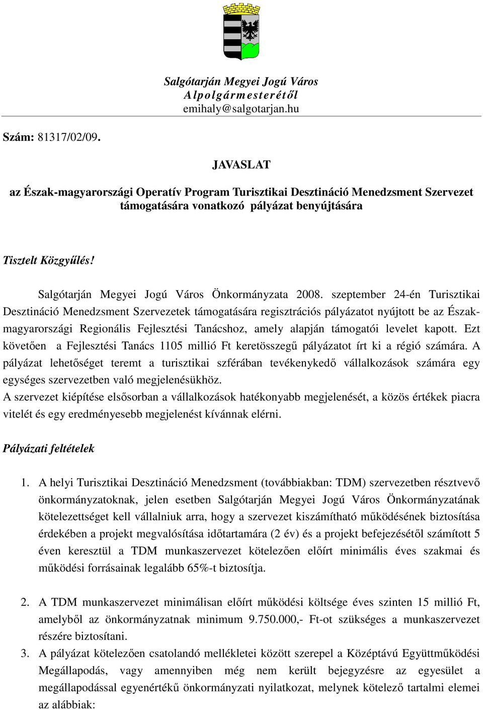 Salgótarján Megyei Jogú Város Önkormányzata 2008.