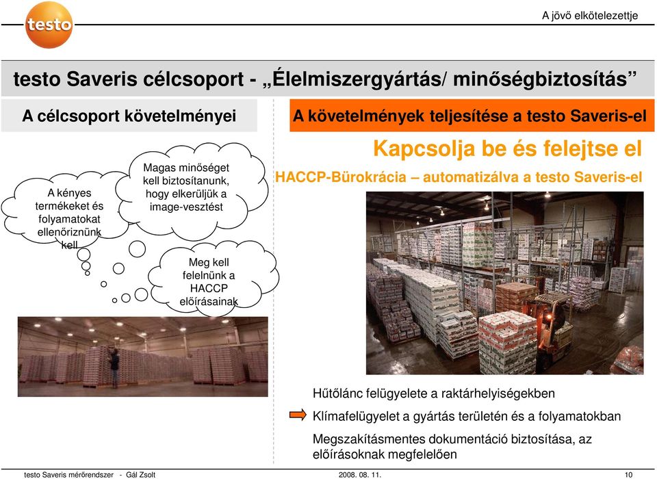 Kapcsolja be és felejtse el HACCP-Bürokrácia automatizálva a testo Saveris-el Hűtőlánc felügyelete a raktárhelyiségekben Klímafelügyelet a gyártás