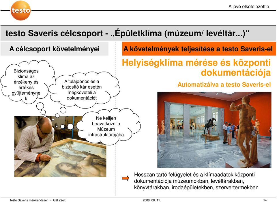 dokumentációt A követelmények teljesítése a testo Saveris-el Helyiségklíma mérése és központi dokumentációja Automatizálva a testo Saveris-el Ne