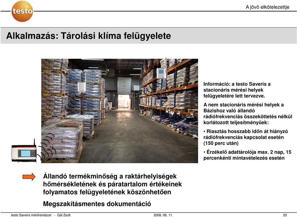 hiányzó rádiófrekvenciás kapcsolat esetén (150 perc után) Érzékelő adattárolója max.