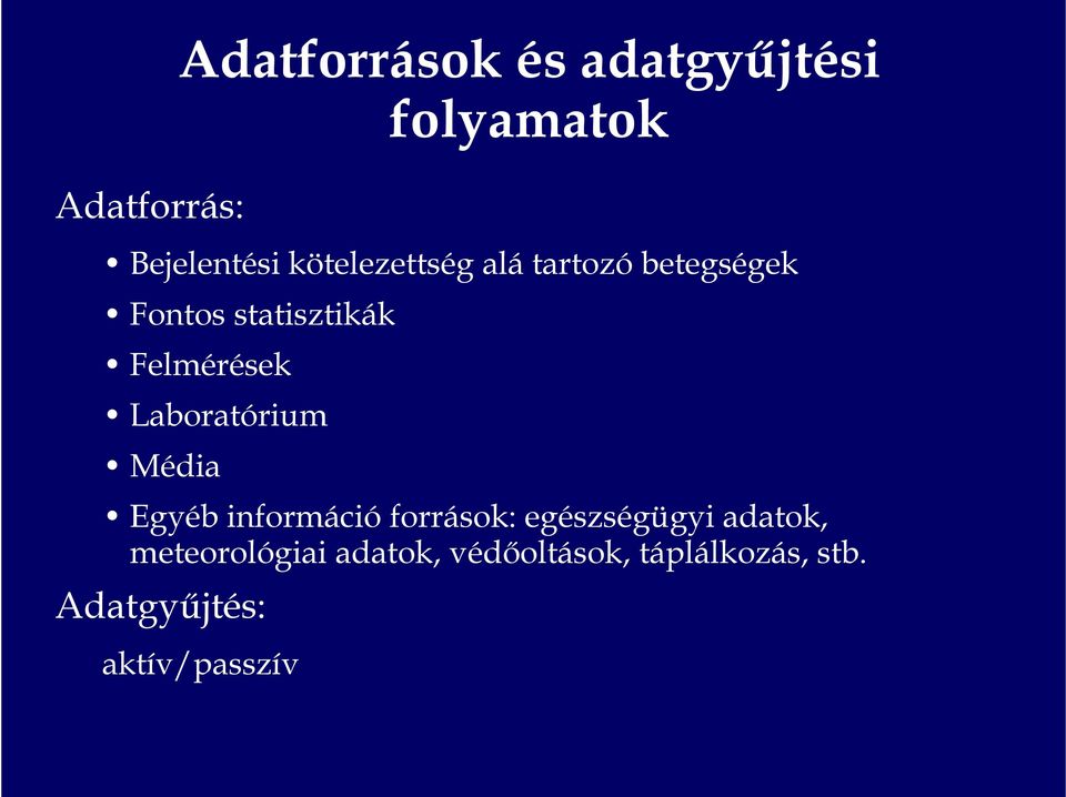 Laboratórium Média Egyéb információ források: egészségügyi adatok,