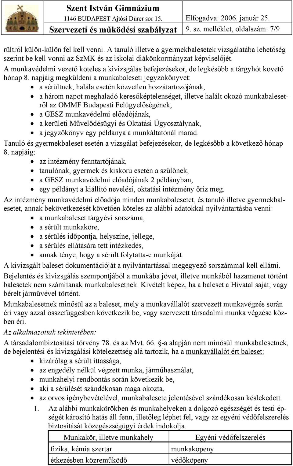 A munkavédelmi vezető köteles a kivizsgálás befejezésekor, de legkésőbb a tárgyhót követő hónap 8.