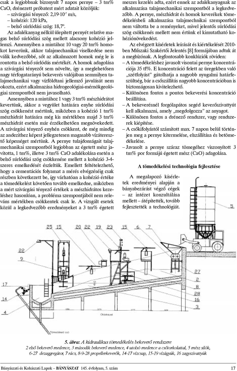 Amennyiben a mintához 10 vagy 20 tm% homokot keverünk, akkor talajmechanikai viselkedése nem válik kedvezõbbé, sõt az alkalmazott homok még le is rontotta a belsõ súrlódás mértékét.