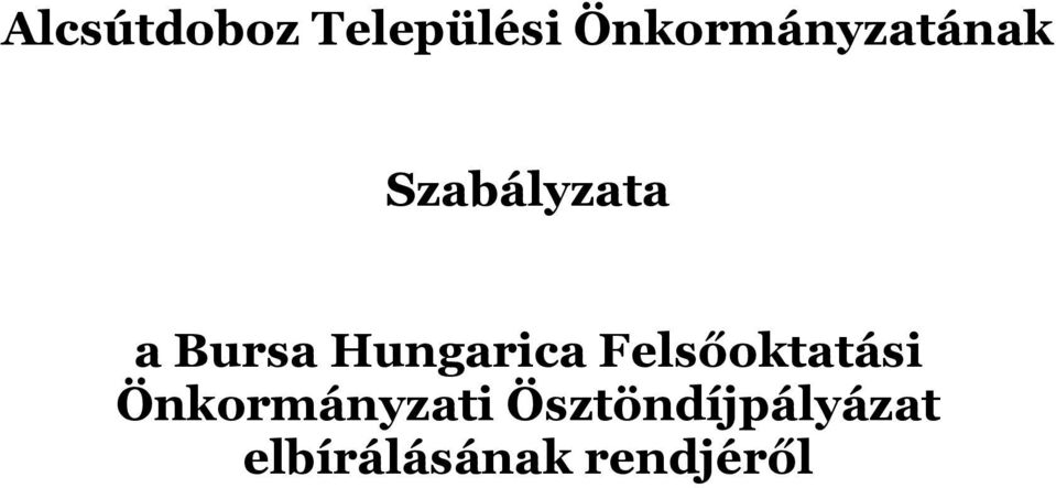 Bursa Hungarica Felsőoktatási