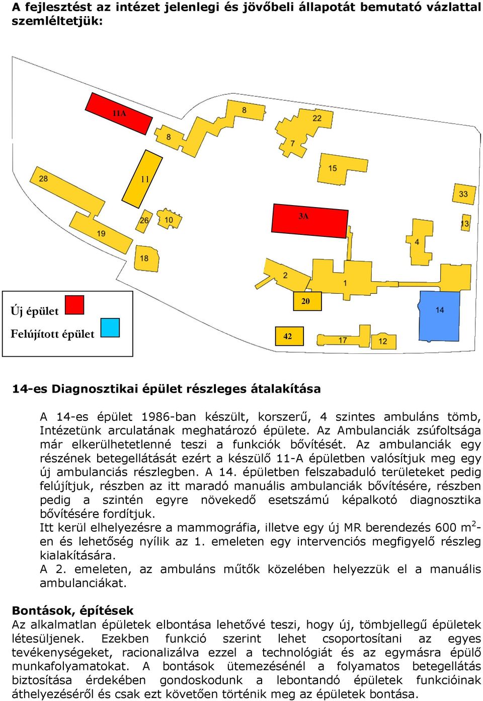 Az ambulanciák egy részének betegellátását ezért a készülő 11-A épületben valósítjuk meg egy új ambulanciás részlegben. A 14.