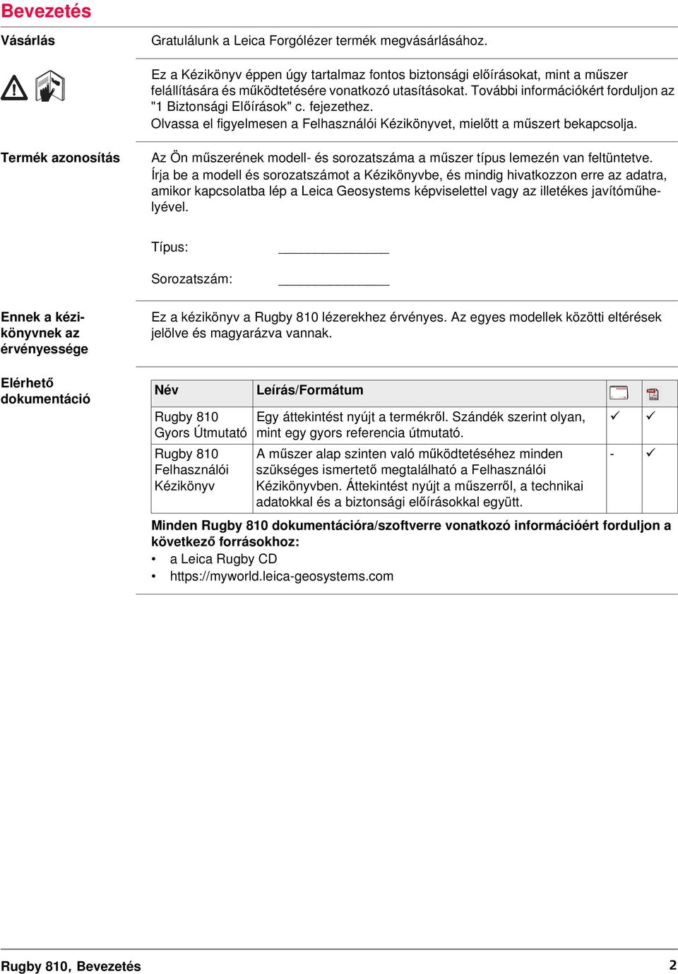 fejezethez. Olvassa el figyelmesen a Felhasználói Kézikönyvet, mielőtt a műszert bekapcsolja. Termék azonosítás Az Ön műszerének modell- és sorozatszáma a műszer típus lemezén van feltüntetve.