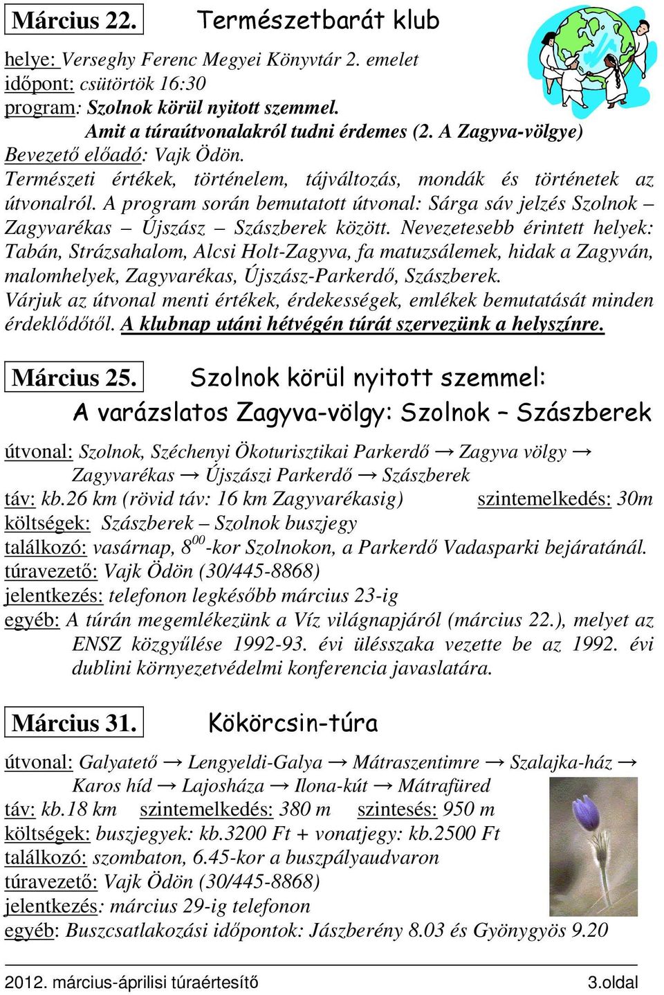A program során bemutatott útvonal: Sárga sáv jelzés Szolnok Zagyvarékas Újszász Szászberek között.