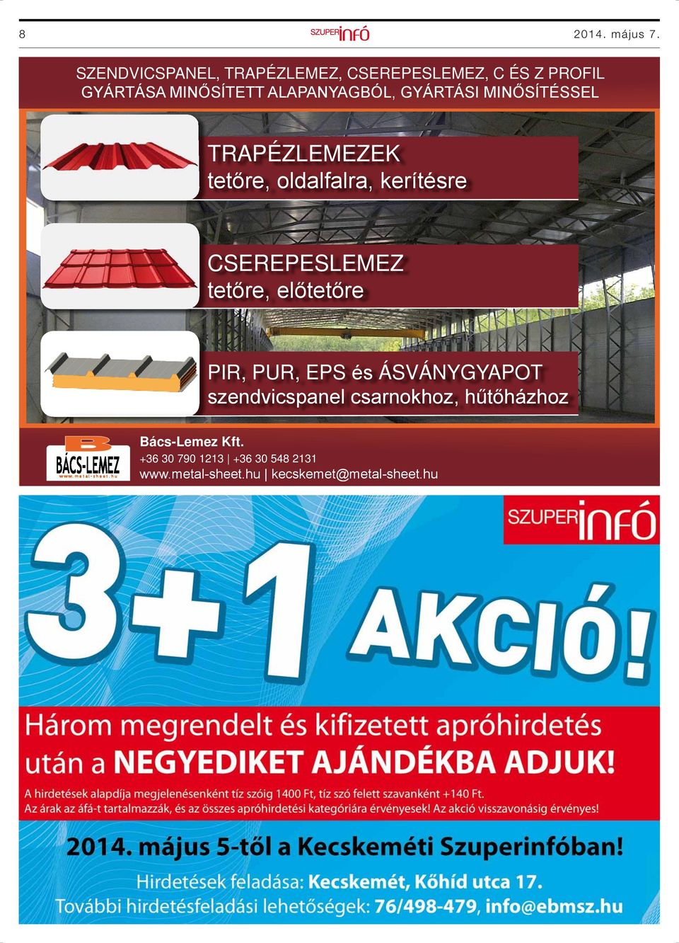C ÉS Z PROFIL TRAPÉZLEMEZEK CSEREPESLEMEZ