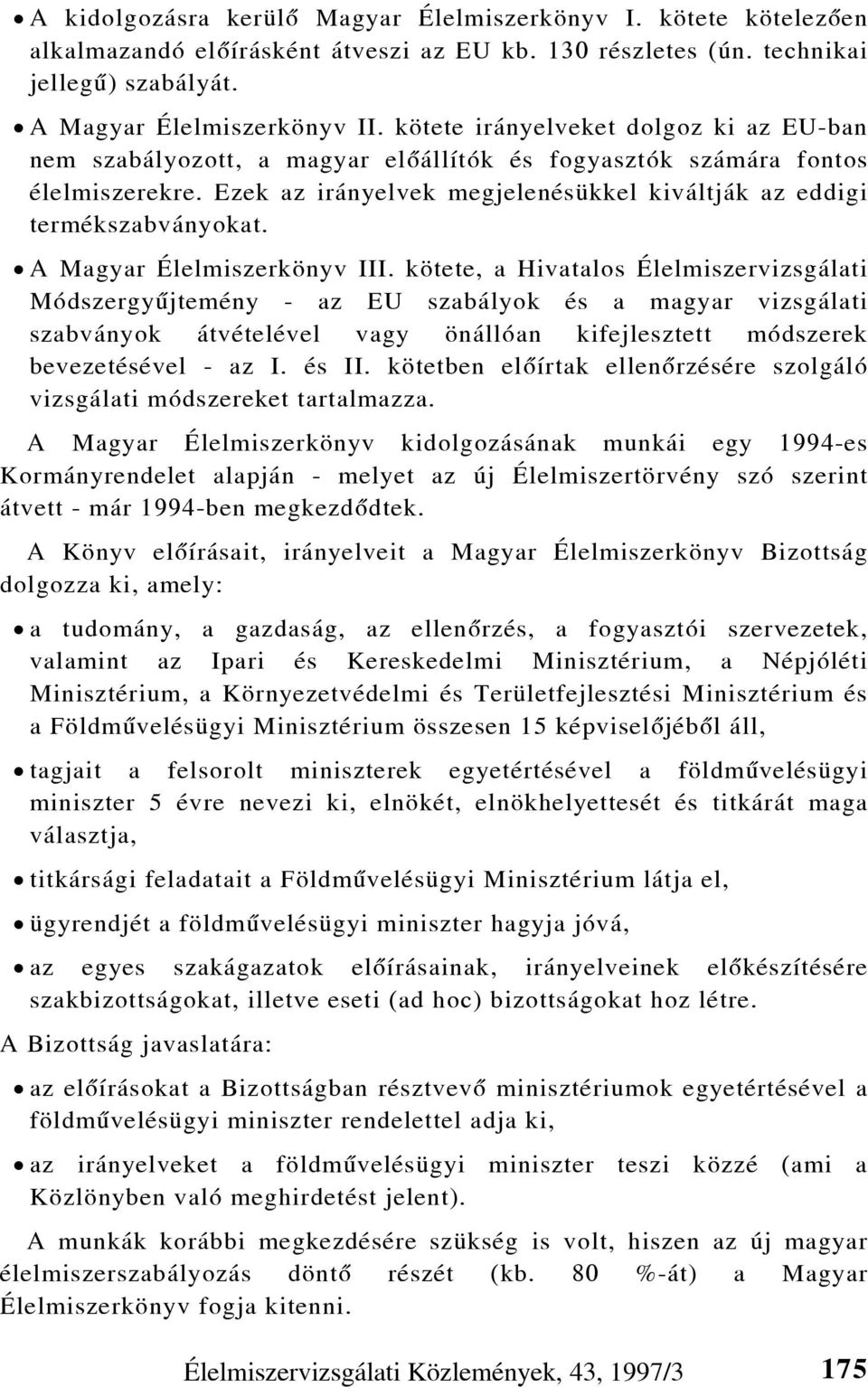 A Magyar Élelmiszerkönyv III.
