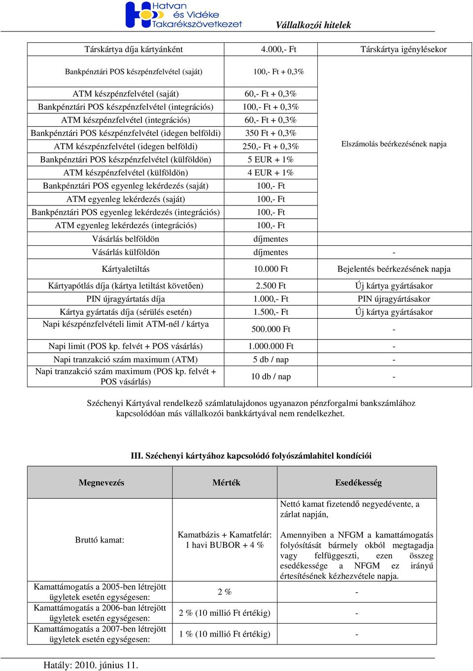 ATM készpénzfelvétel (integrációs) 60,- Ft + 0,3% Bankpénztári POS készpénzfelvétel (idegen belföldi) 350 Ft + 0,3% ATM készpénzfelvétel (idegen belföldi) 250,- Ft + 0,3% Bankpénztári POS