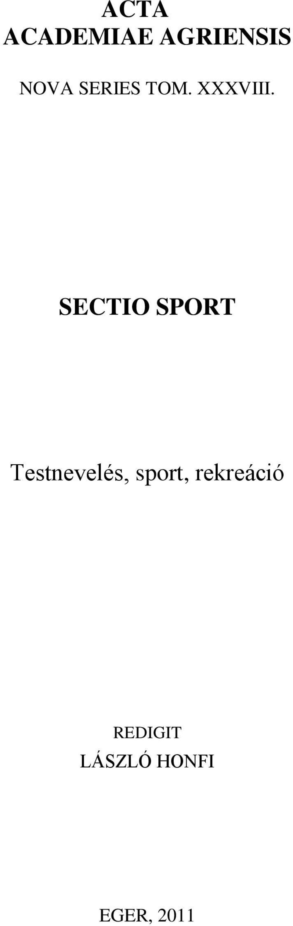SECTIO SPORT Testnevelés,
