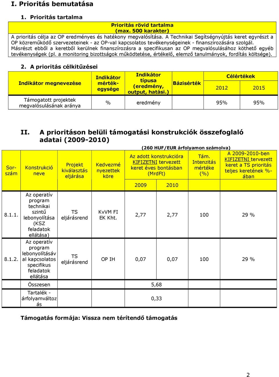 Másrészt ebbıl a keretbıl kerülnek finanszírozásra a specifikusan az OP megvalósulásához köthetı egyéb tevékenységek (pl.