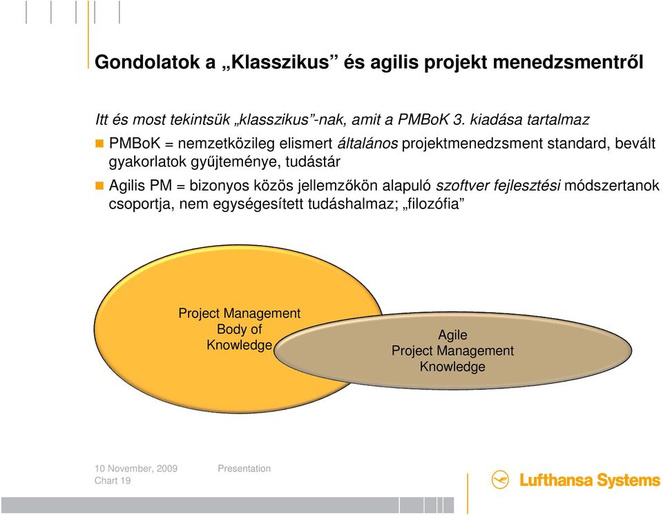 tudástár Agilis PM = bizonyos közös jellemzőkön alapuló szoftver fejlesztési módszertanok csoportja, nem egységesített