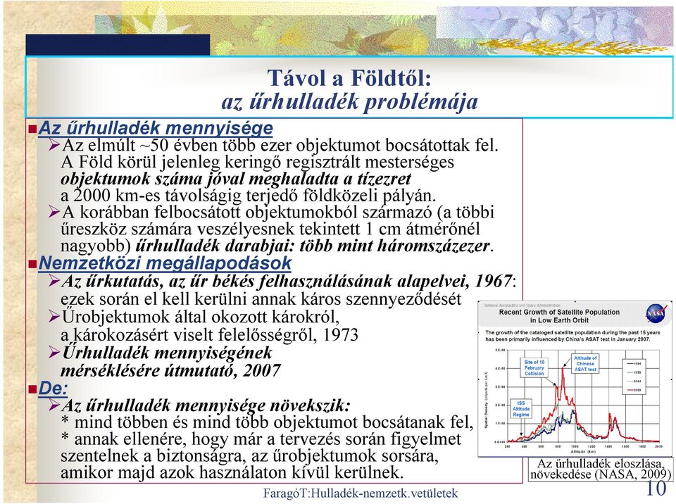 A korábban felbocsátott objektumokból származó (a többi űreszköz számára veszélyesnek tekintett 1 cm átmérőnél nagyobb) űrhulladék darabjai: több mint háromszázezer.