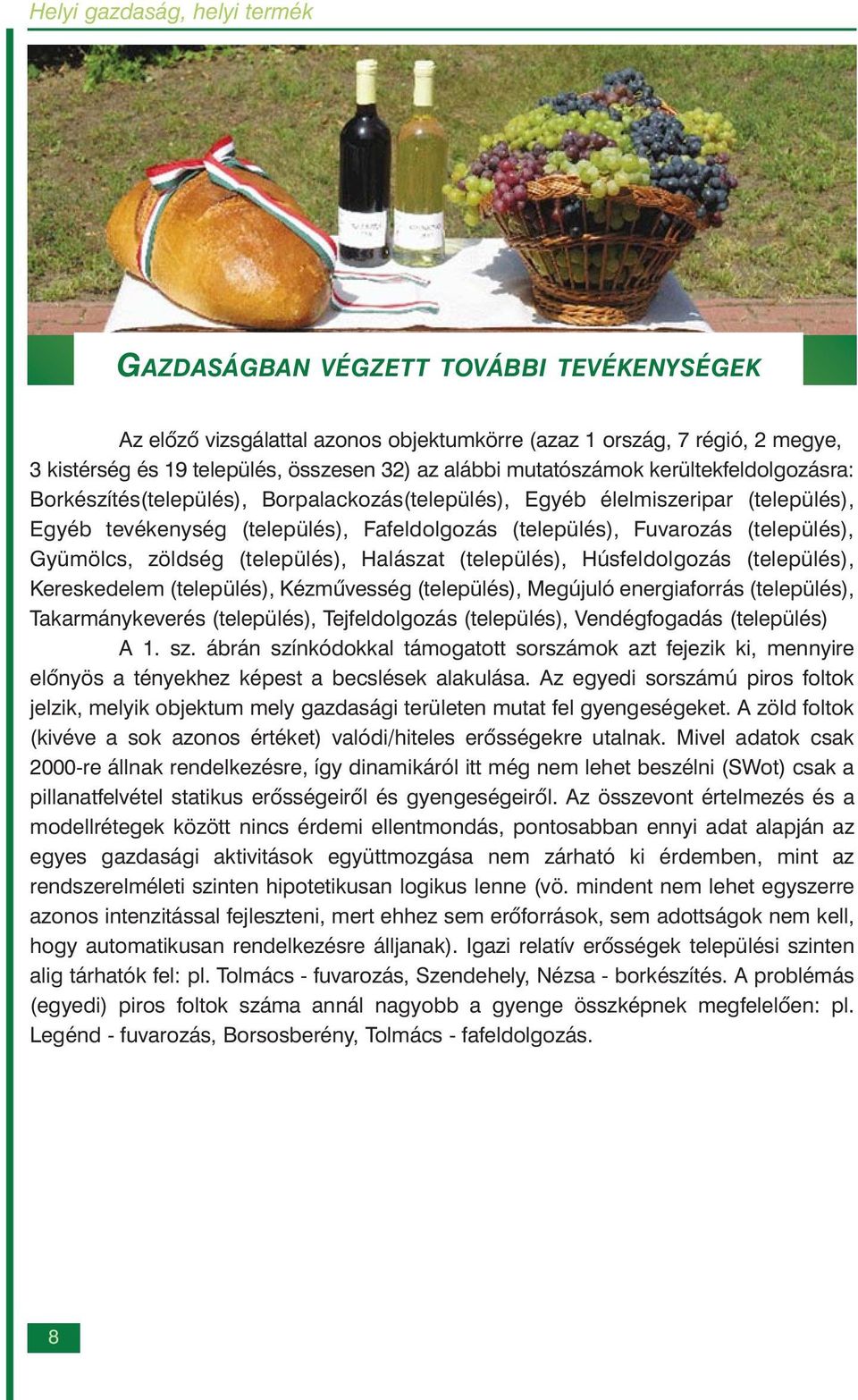 zöldség (település), Halászat (település), Húsfeldolgozás (település), Kereskedelem (település), Kézmûvesség (település), Megújuló energiaforrás (település), Takarmánykeverés (település),
