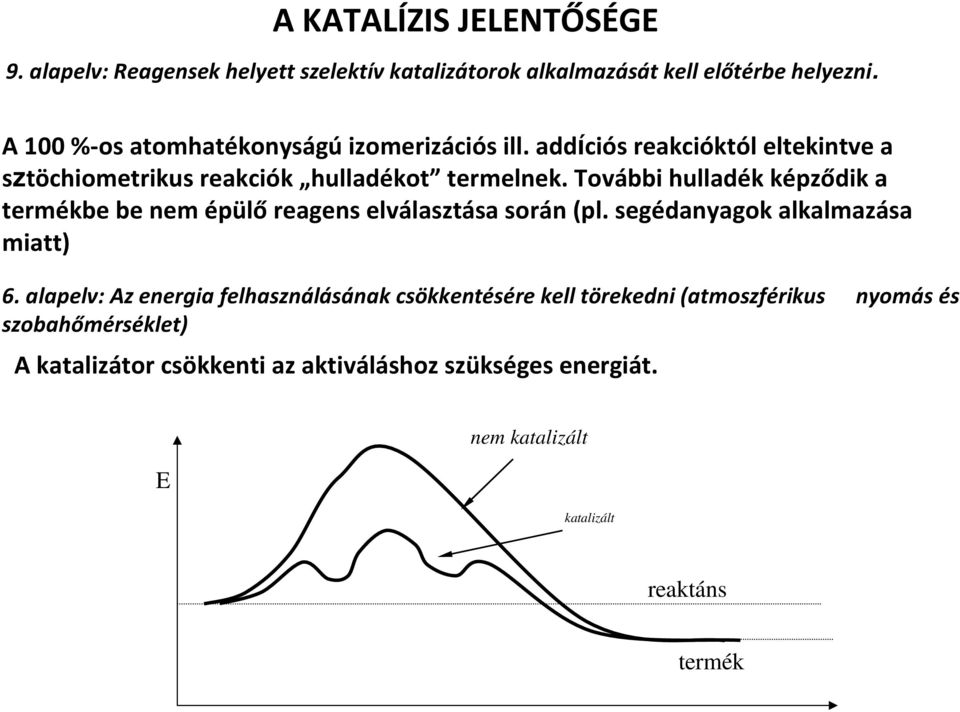További hulladék képződik a termékbe be nem épülőreagens elválasztása során (pl. segédanyagok alkalmazása miatt) 6.