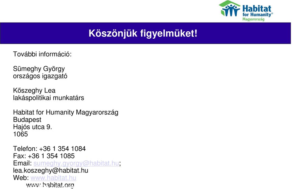 Habitat for Humanity Magyarország Budapest Hajós utca 9.