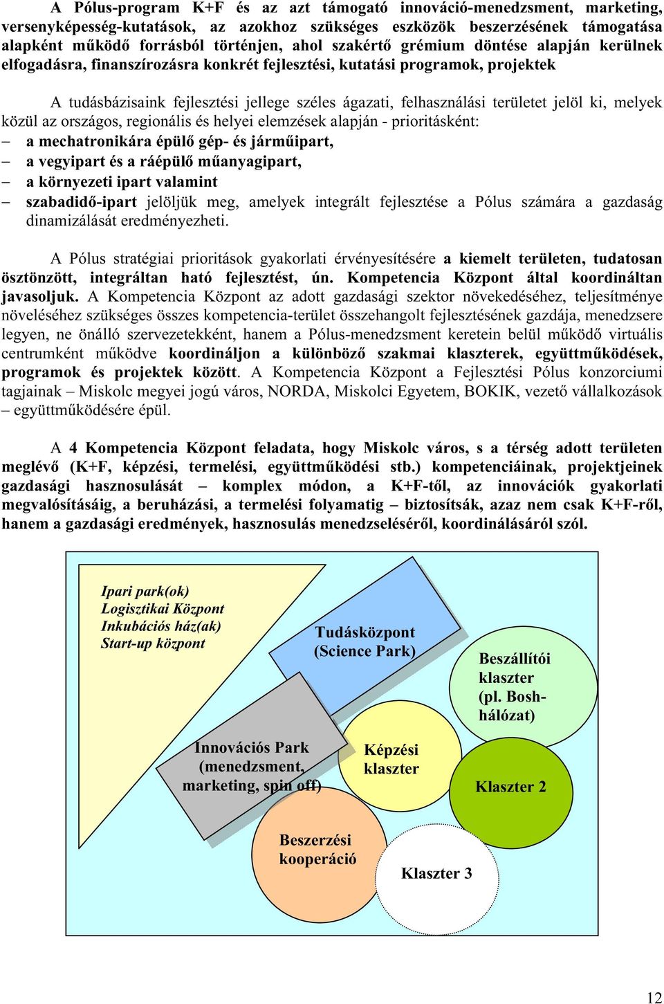 jelöl ki, melyek közül az országos, regionális és helyei elemzések alapján - prioritásként: a mechatronikára épülő gép- és járműipart, a vegyipart és a ráépülő műanyagipart, a környezeti ipart