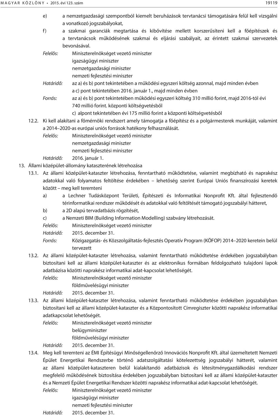 korszerűsíteni kell a főépítészek és a tervtanácsok működésének szakmai és eljárási szabályait, az érintett szakmai szervezetek bevonásával.