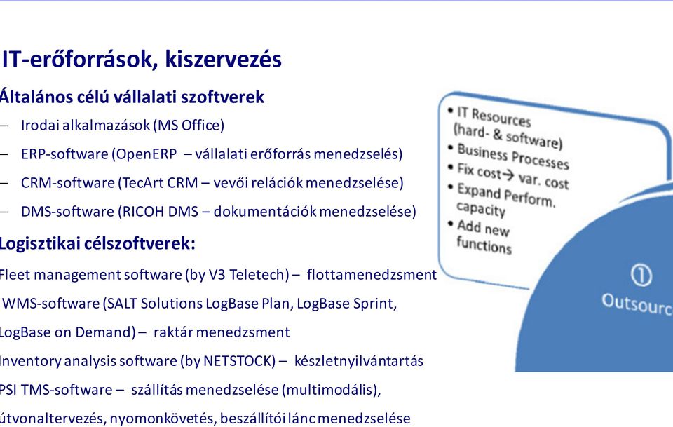 software (by V3 Teletech) flottamenedzsment WMS-software(SALT SolutionsLogBasePlan, LogBaseSprint, ogbaseondemand) raktár menedzsment nventory analysis