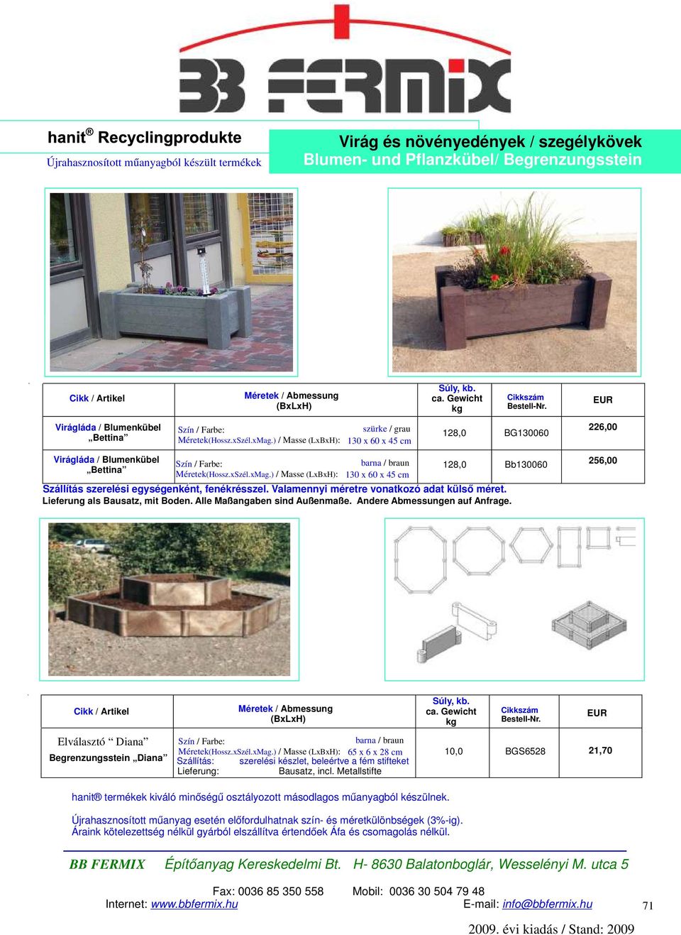 ) / Masse (LxBxH): 130 x 60 x 45 cm 128,0 Bb130060 Szállítás szerelési egységenként, fenékrésszel. Valamennyi méretre vonatkozó adat külső méret. Lieferung als Bausatz, mit Boden.