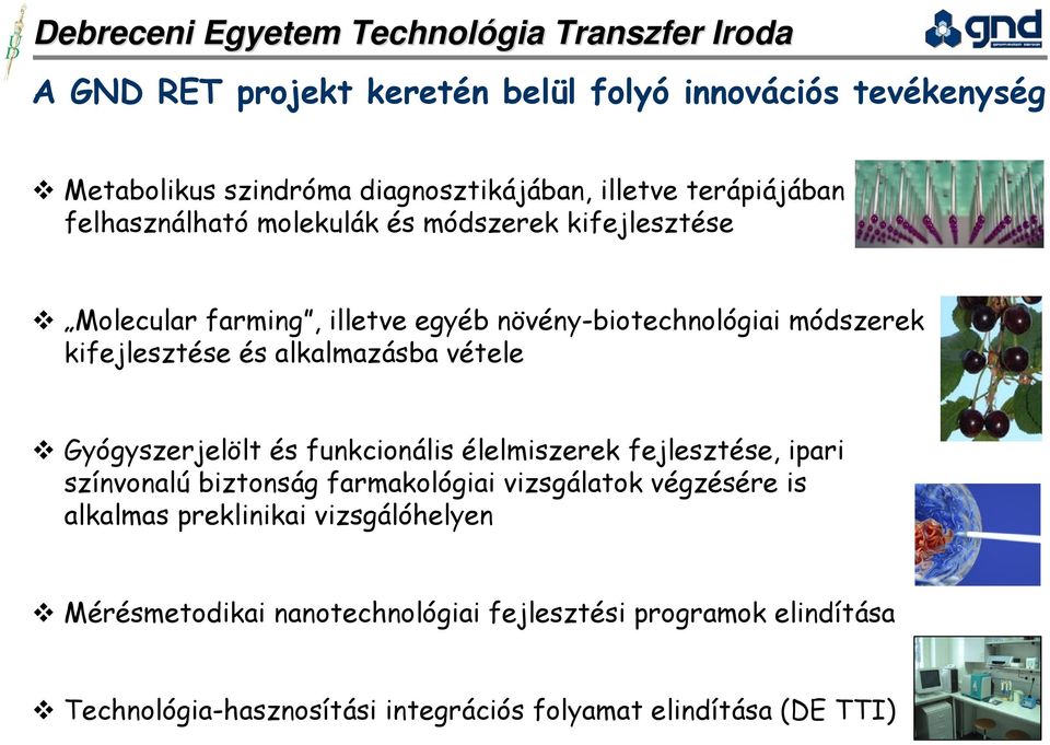 Gyógyszerjelölt és funkcionális élelmiszerek fejlesztése, ipari színvonalú biztonság farmakológiai vizsgálatok végzésére is alkalmas