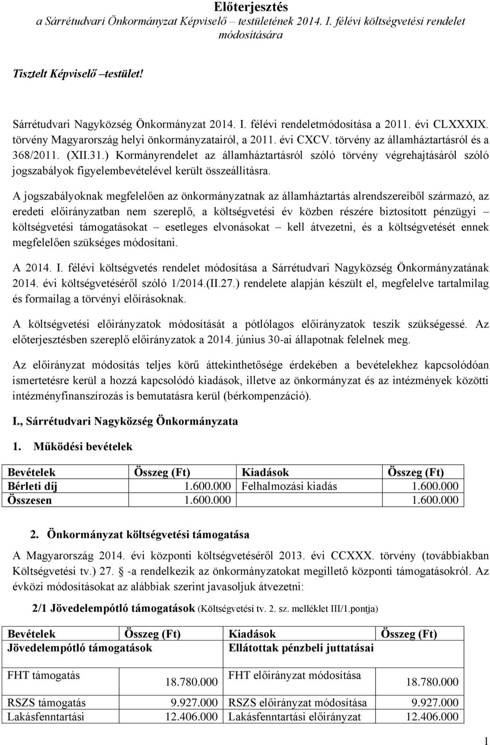 ) Kormányrendelet az államháztartásról szóló törvény végrehajtásáról szóló jogszabályok figyelembevételével került összeállításra.