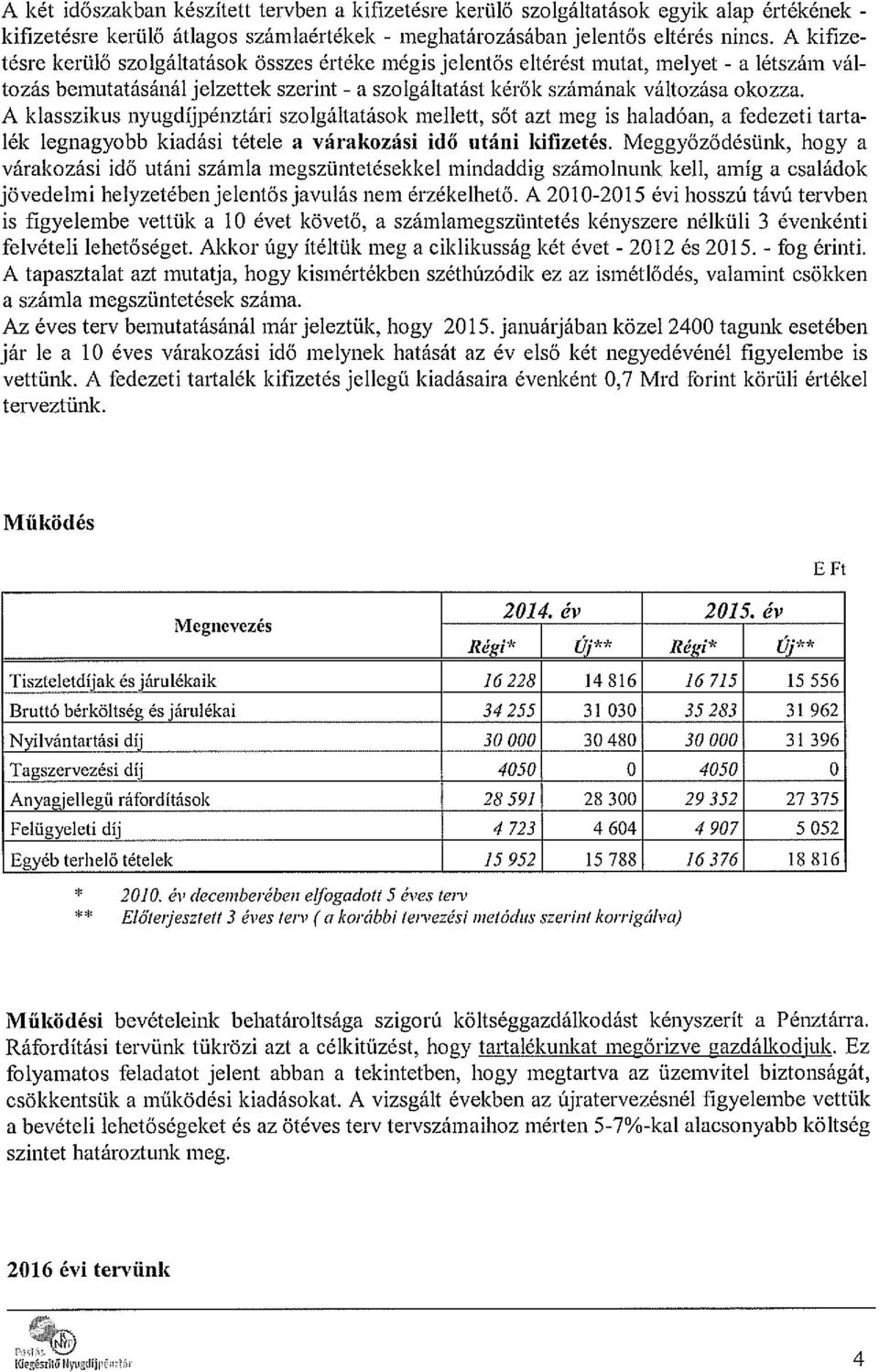 A klasszikus nyugdíjpénztári szolgáltatások mellett, sőt azt meg is haladóan, a fedezeti tarta lék legnagyobb kiadási tétele a várakozási idő utáni kifizetés.