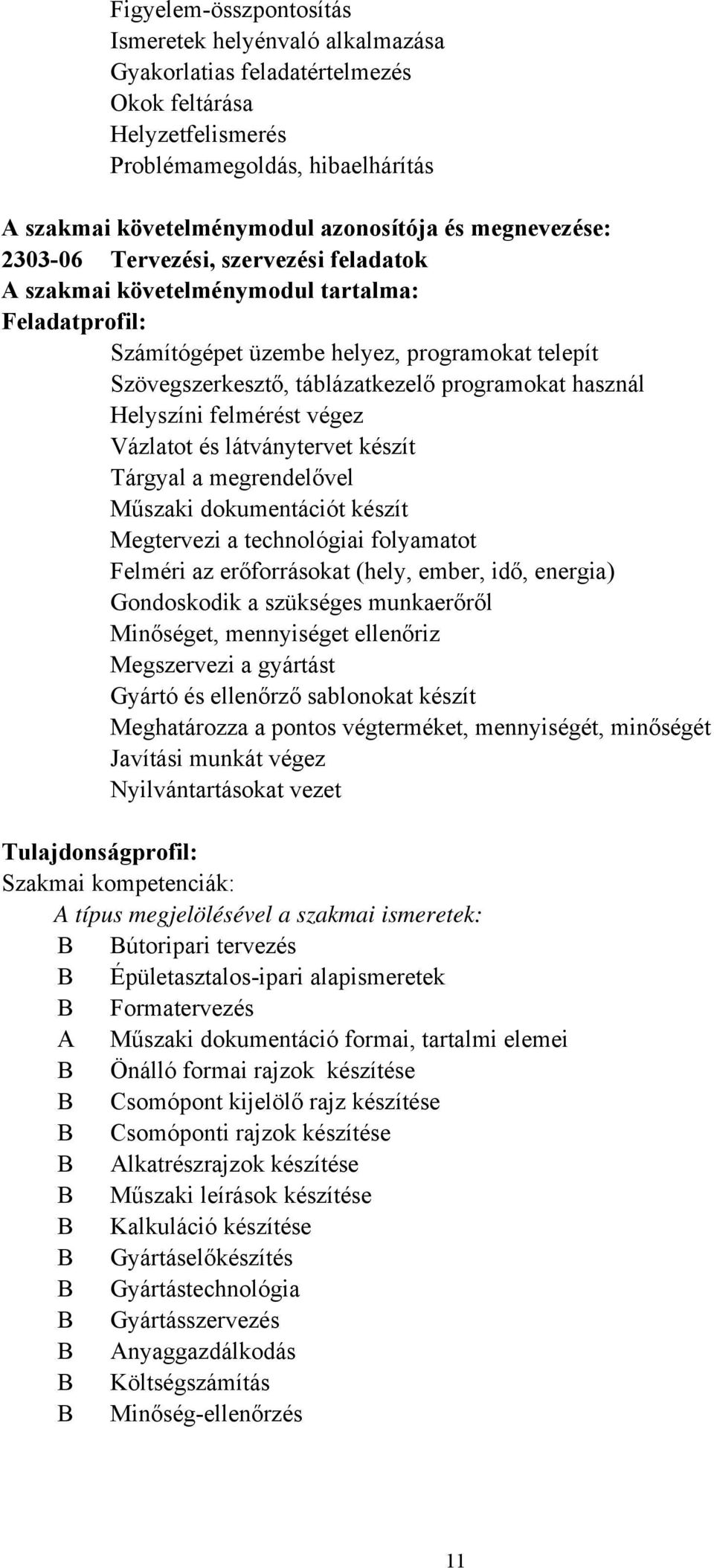 használ Helyszíni felmérést végez Vázlatot és látványtervet készít Tárgyal a megrendelővel Műszaki dokumentációt készít Megtervezi a technológiai folyamatot Felméri az erőforrásokat (hely, ember,