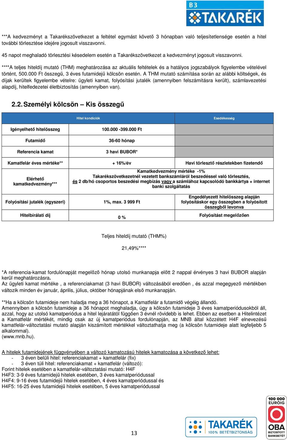 ****A teljes hiteldíj mutató (THM) meghatározása az aktuális feltételek és a hatályos jogszabályok figyelembe vételével történt, 500.000 Ft összegű, 3 éves futamidejű kölcsön esetén.