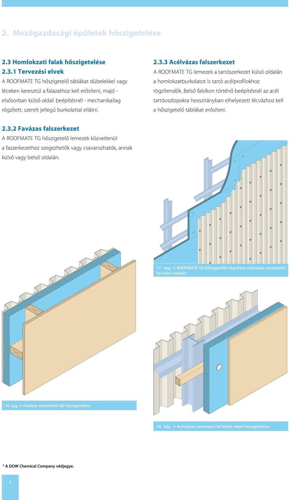 1 Tervezési elvek A ROOFMATE TG hőszigetelő táblákat dübelekkel vagy léceken keresztül a falazathoz kell erősíteni, majd - elsősorban külső oldali beépítésnél - mechanikailag rögzített, szerelt