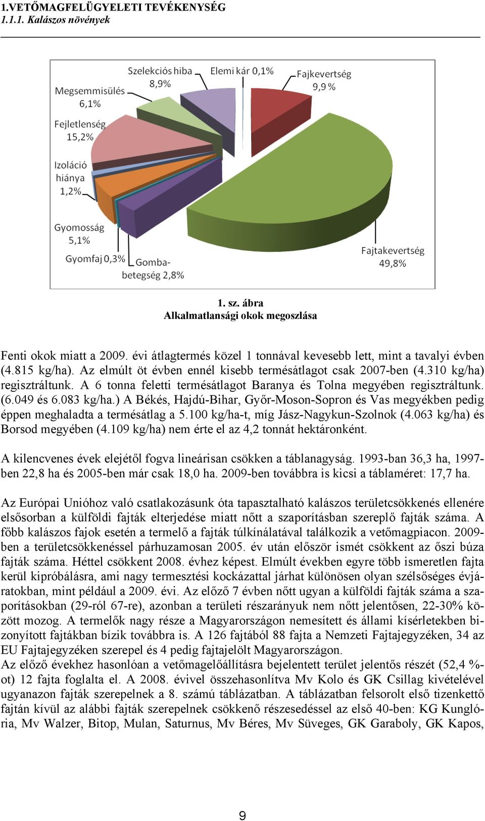 ) A Békés, Hajdú-Bihar, Győr-Moson-Sopron és Vas megyékben pedig éppen meghaladta a termésátlag a 5.100 kg/ha-t, míg Jász-Nagykun-Szolnok (4.063 kg/ha) és Borsod megyében (4.