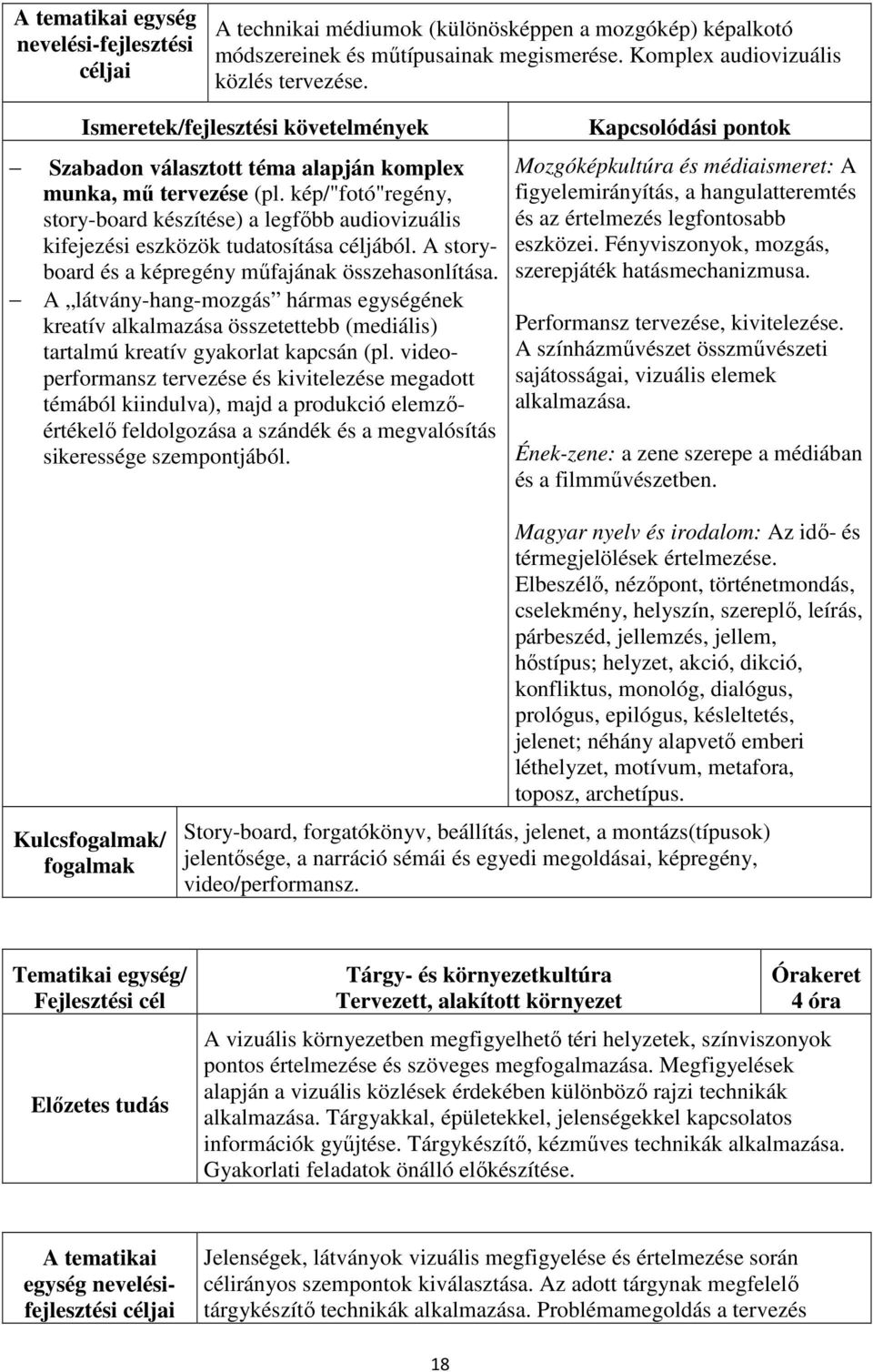 A storyboard és a képregény műfajának összehasonlítása. A látvány-hang-mozgás hármas egységének kreatív alkalmazása összetettebb (mediális) tartalmú kreatív gyakorlat kapcsán (pl.