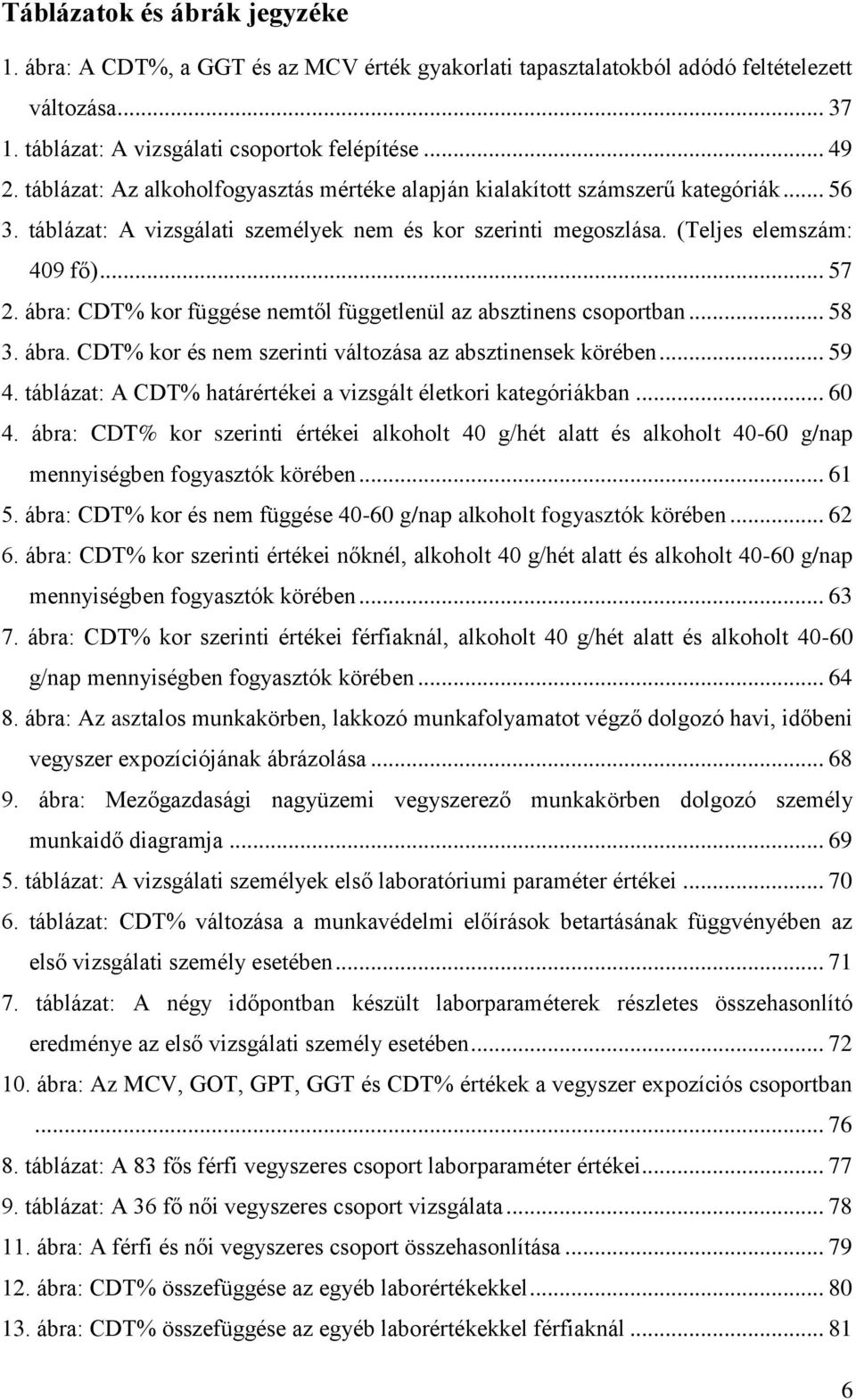 ábra: CDT% kor függése nemtől függetlenül az absztinens csoportban... 58 3. ábra. CDT% kor és nem szerinti változása az absztinensek körében... 59 4.